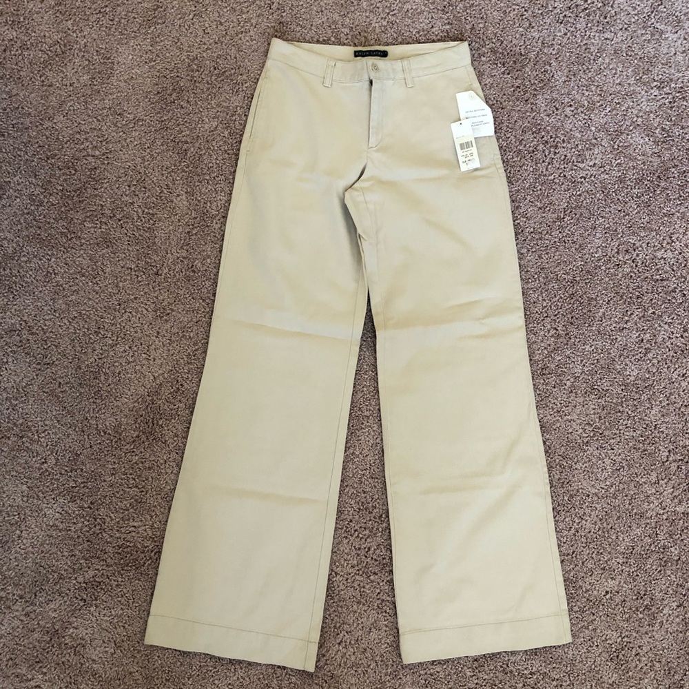 NWT Ralph Lauren khaki Wide leg pant size 4